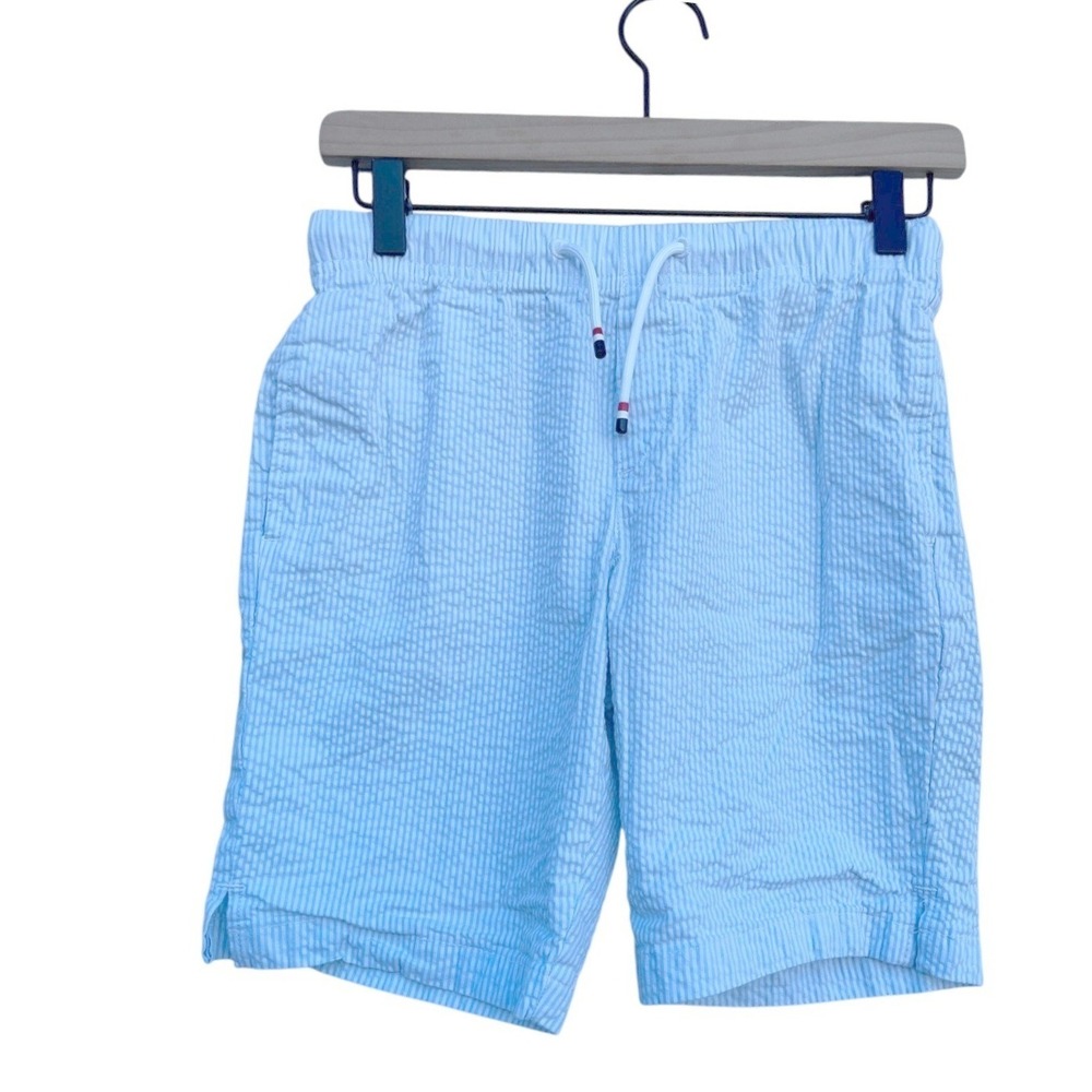 Tommy Hilfiger Boys Blue and White Stripe Seersucker Drawstring Shorts‎ sz L